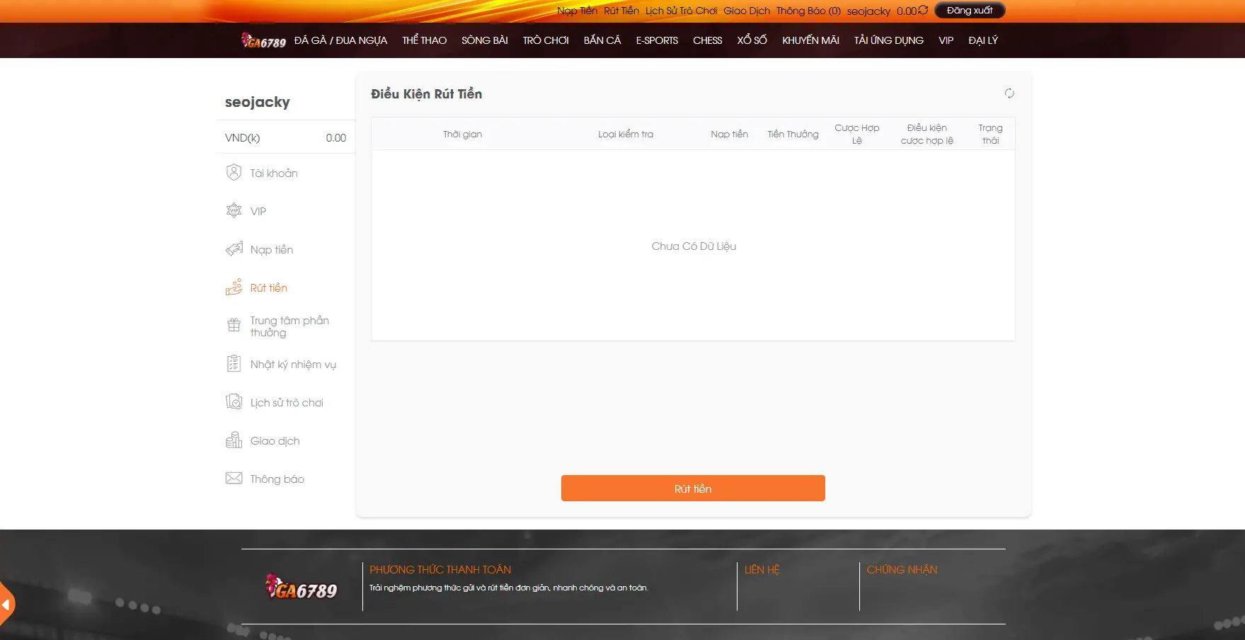 Rút tiền nhanh chóng, an toàn và tiện lợi cùng GA6789
