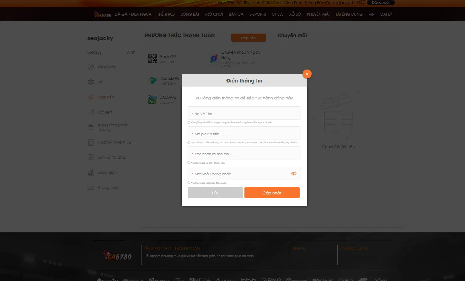 Nạp tiền GA6789 – Giải pháp tiện lợi và an toàn cho người chơi trực tuyến